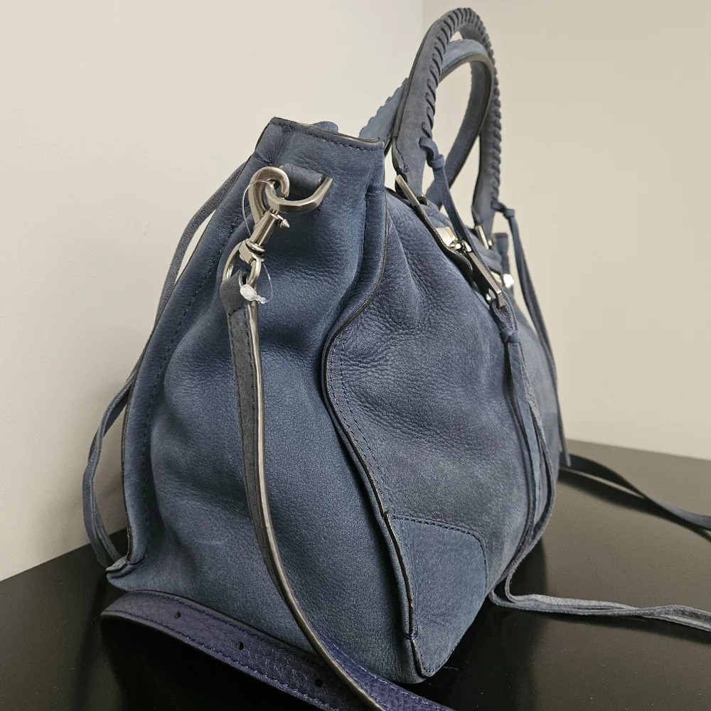 Rebecca Minkoff Blue Suede Satchel Bag - Picture 2 of 10